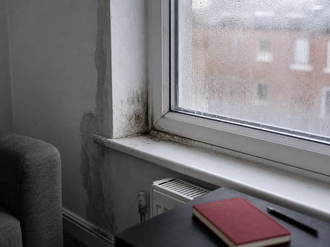 Damp around a window in a rented home
